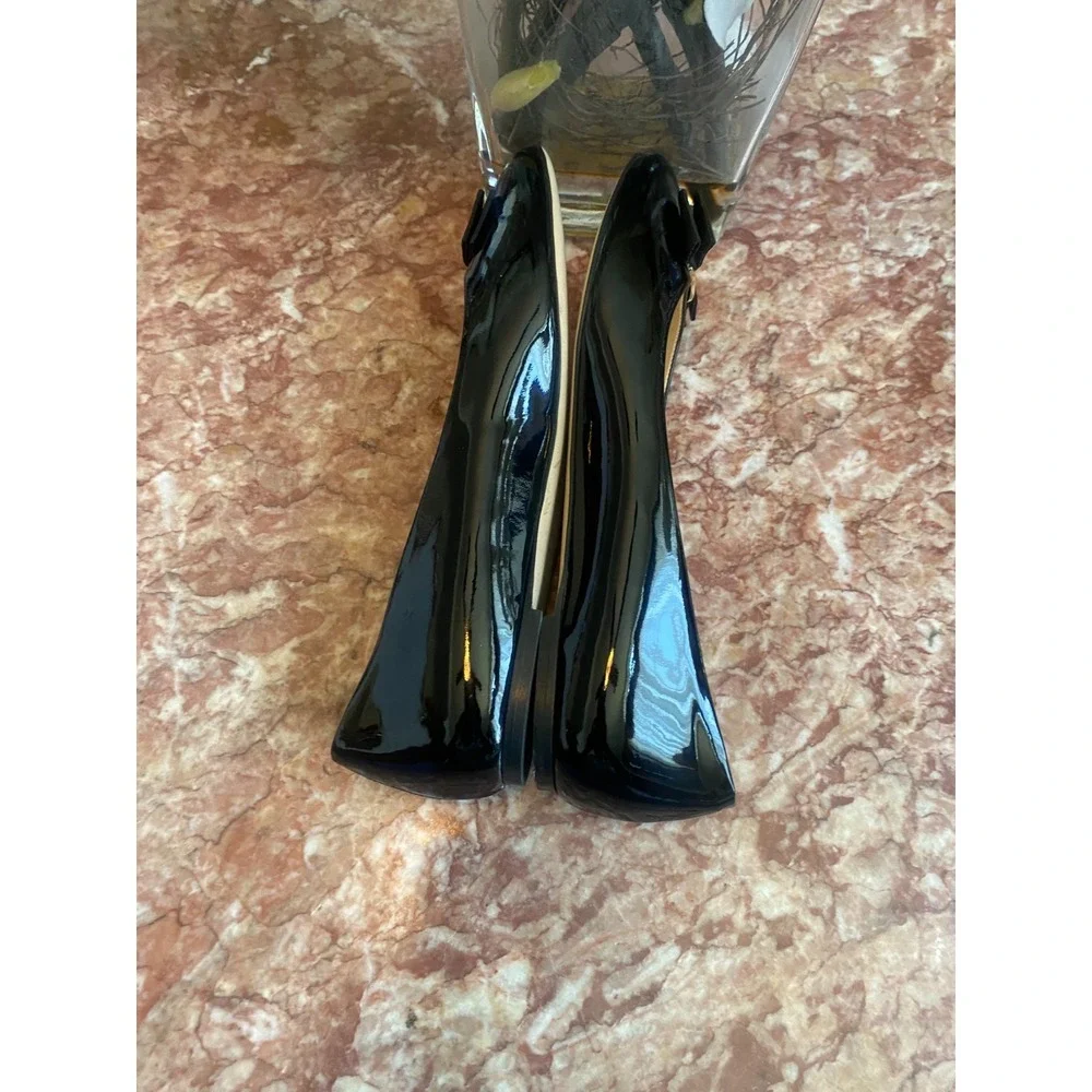 New Bruno Magli Mina Black Patent Leather Bow Ballet Flats Size 40 /US 9, $325